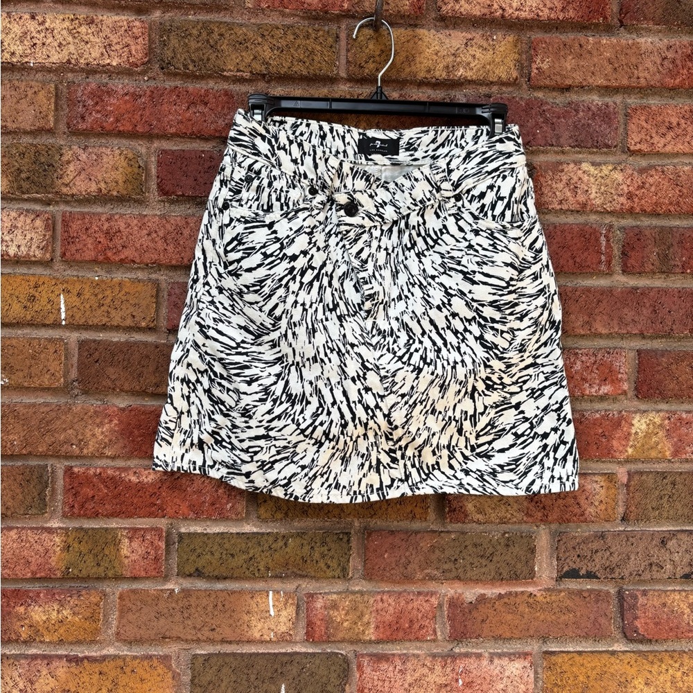 7 For All Mankind Black and White Mini A-line Skirt